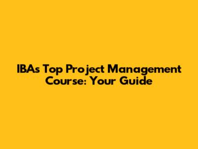 IBA's Top Project Management Course: Your Guide