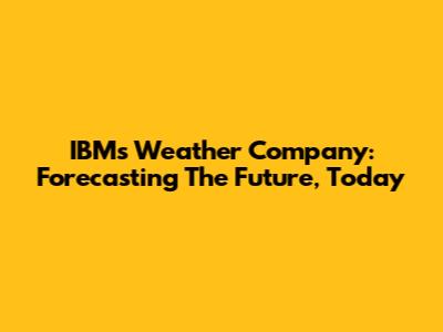 IBM's Weather Company: Forecasting The Future, Today