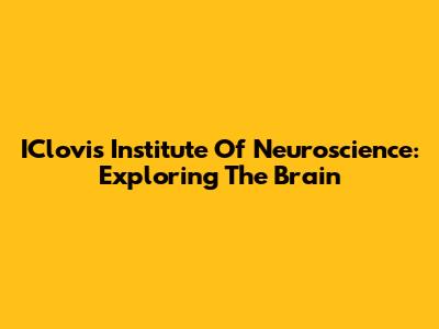IClovis Institute Of Neuroscience: Exploring The Brain