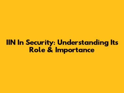 IIN In Security: Understanding Its Role & Importance