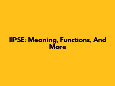 IIPSE: Meaning, Functions, And More