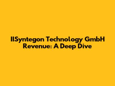 IISyntegon Technology GmbH Revenue: A Deep Dive