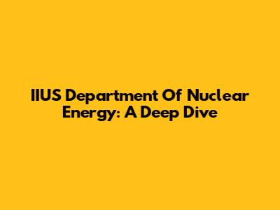 IIUS Department Of Nuclear Energy: A Deep Dive