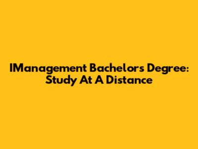 IManagement Bachelor's Degree: Study At A Distance