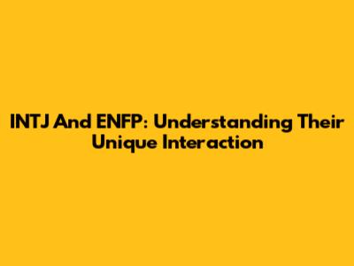 INTJ And ENFP: Understanding Their Unique Interaction
