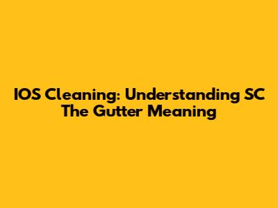 IOS Cleaning: Understanding 'SC The Gutter' Meaning