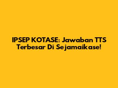 IPSEP KOTASE: Jawaban TTS Terbesar Di Sejamaikase!