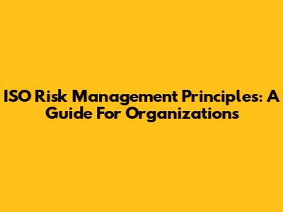 ISO Risk Management Principles: A Guide For Organizations