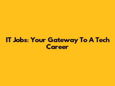 IT Jobs: Your Gateway To A Tech Career