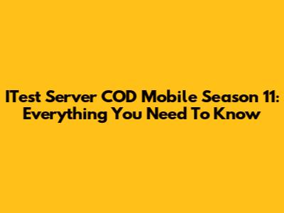 ITest Server COD Mobile Season 11: Everything You Need To Know