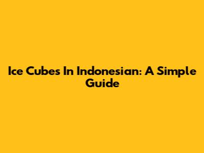 Ice Cubes In Indonesian: A Simple Guide