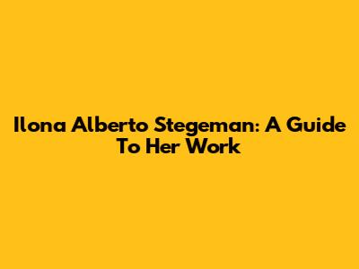 Ilona Alberto Stegeman: A Guide To Her Work