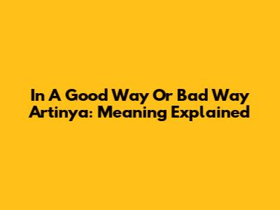 In A Good Way Or Bad Way Artinya: Meaning Explained