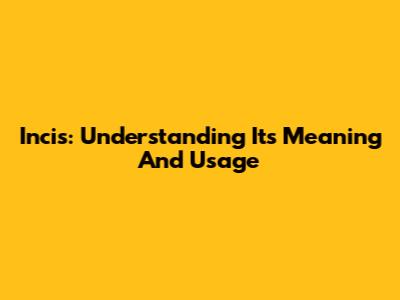 Incis: Understanding Its Meaning And Usage