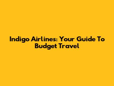 Indigo Airlines: Your Guide To Budget Travel