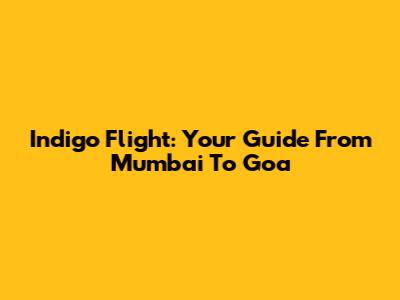 Indigo Flight: Your Guide From Mumbai To Goa