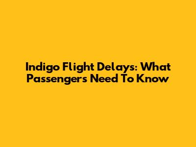 Indigo Flight Delays: What Passengers Need To Know