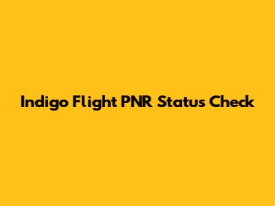 Indigo Flight PNR Status Check