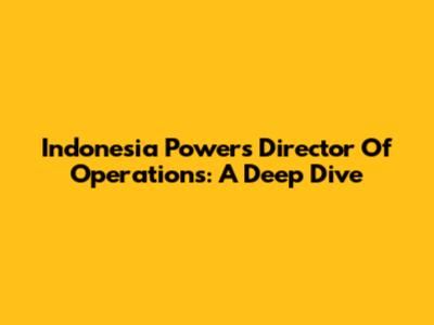 Indonesia Power's Director Of Operations: A Deep Dive