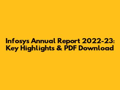 Infosys Annual Report 2022-23: Key Highlights & PDF Download