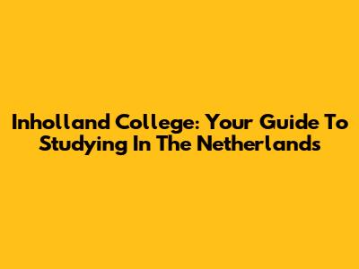 Inholland College: Your Guide To Studying In The Netherlands
