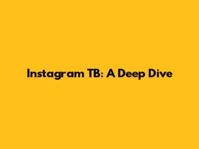 Instagram TB: A Deep Dive