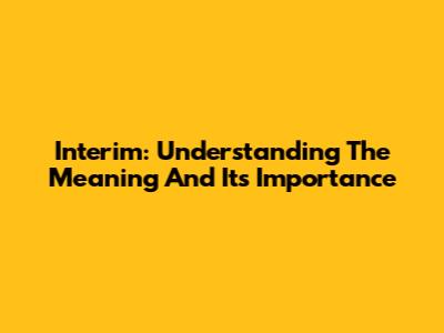 Interim: Understanding The Meaning And Its Importance