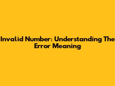 Invalid Number: Understanding The Error Meaning