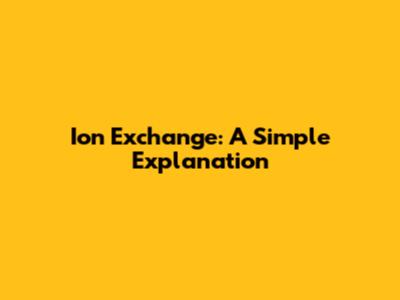 Ion Exchange: A Simple Explanation