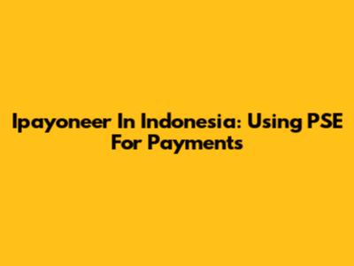 Ipayoneer In Indonesia: Using PSE For Payments