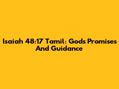 Isaiah 48:17 Tamil: God's Promises And Guidance