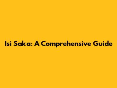 Isi Saka: A Comprehensive Guide