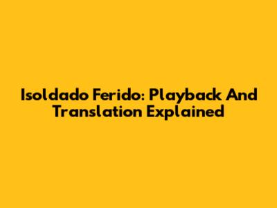 Isoldado Ferido: Playback And Translation Explained