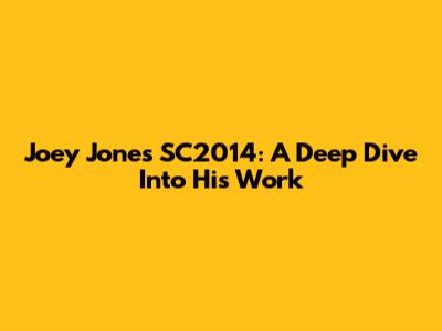 Joey Jones SC2014: A Deep Dive Into His Work