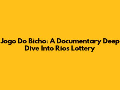 Jogo Do Bicho: A Documentary Deep Dive Into Rio's Lottery