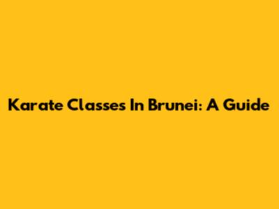 Karate Classes In Brunei: A Guide