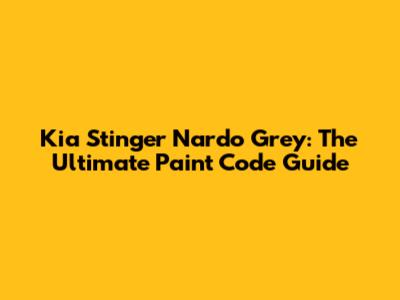 Kia Stinger Nardo Grey: The Ultimate Paint Code Guide