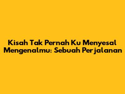 Kisah Tak Pernah Ku Menyesal Mengenalmu: Sebuah Perjalanan