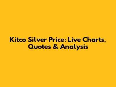 Kitco Silver Price: Live Charts, Quotes & Analysis