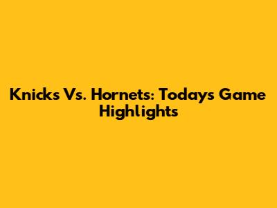 Knicks Vs. Hornets: Today's Game Highlights