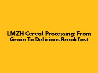 LMZH Cereal Processing: From Grain To Delicious Breakfast