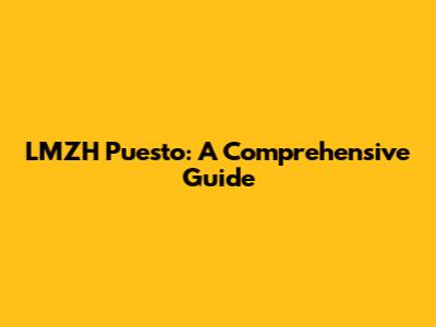 LMZH Puesto: A Comprehensive Guide