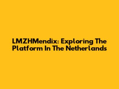 LMZHMendix: Exploring The Platform In The Netherlands