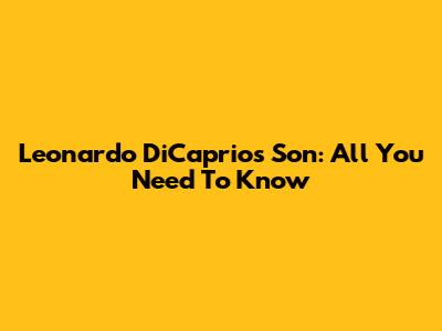 Leonardo DiCaprio's Son: All You Need To Know