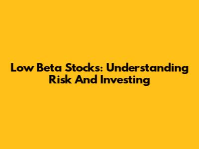 Low Beta Stocks: Understanding Risk And Investing