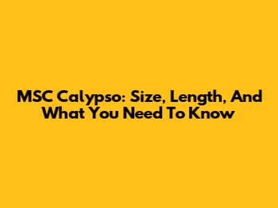 MSC Calypso: Size, Length, And What You Need To Know
