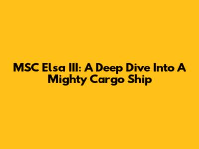 MSC Elsa III: A Deep Dive Into A Mighty Cargo Ship