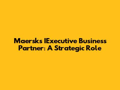 Maersk's IExecutive Business Partner: A Strategic Role