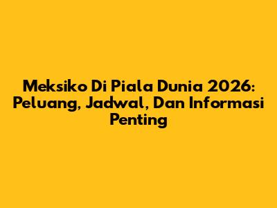 Meksiko Di Piala Dunia 2026: Peluang, Jadwal, Dan Informasi Penting