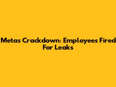 Meta's Crackdown: Employees Fired For Leaks